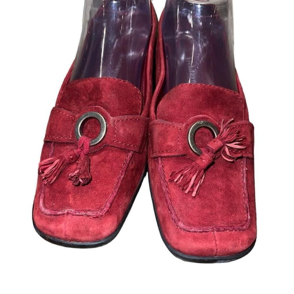 Women's Liz Claiborne Red Suede Tassel Loafers Size 7M